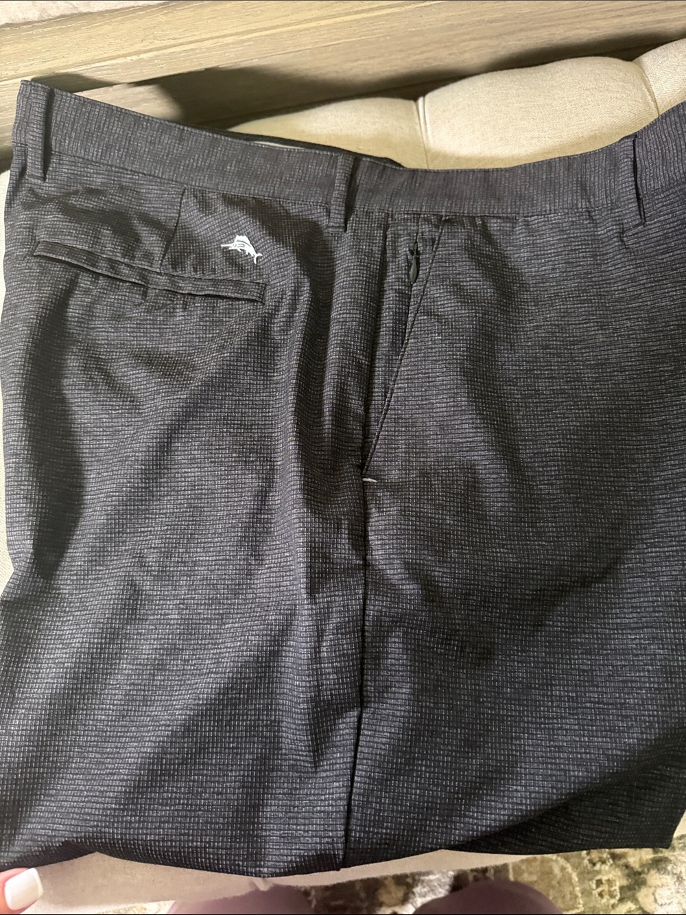 Tommy Bahama Black/Charcoal grey chip shot performance shorts 9” Retail for $118